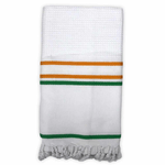 Telo Mare Fouta cotone spugna Nido D'ape misura 90 x 160cm più frange colore Bianco Verde Arancio