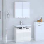 vidaXL Set di Mobili da Bagno 2 pz Bianco Lucido in Legno Multistrato