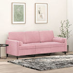 vidaXL Divano a 3 Posti con Cuscini Rosa 180 cm in Velluto