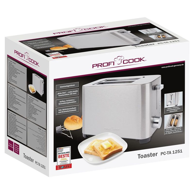 ProfiCook-PC-TA-1251-2-fetta-e-750-W-Acciaio-inossidabile