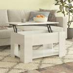 Tavolino da Salotto Bianco Lucido 79x49x41 cm Legno ingegnerizzato