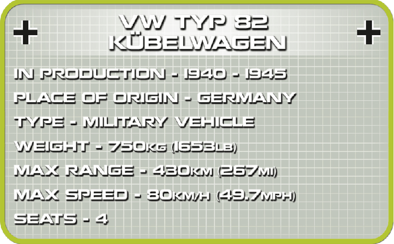 Cobi-COBI-WORLD-WAR-II----2402---195PZ---VW-TYPE-82-KUBELWAGEN