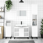 vidaXL Set Mobili da Bagno 3 pz Bianco Lucido in Legno ingegnerizzato