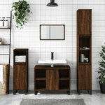 vidaXL Set Mobili da Bagno 3 pz Rovere Marrone in Legno ingegnerizzato