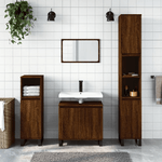 vidaXL Set Mobili da Bagno 3 pz Rovere Marrone in Legno ingegnerizzato