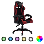 vidaXL Sedia da Gaming con Luci a LED RGB Rosso Vino e Nera Similpelle