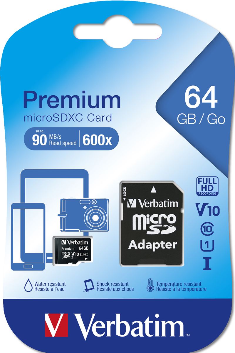 Verbatim-Premium-memoria-flash-64-GB-MicroSDXC-Classe-10