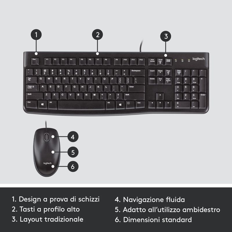 Logitech-MK120-Combo-Tastiera-e-Mouse-con-Filo-per-Windows-Mouse-Ottico-Cablato-Tastiera-di-Dimensioni-Standard-USB-Plug-and-Play-Compatibile-co