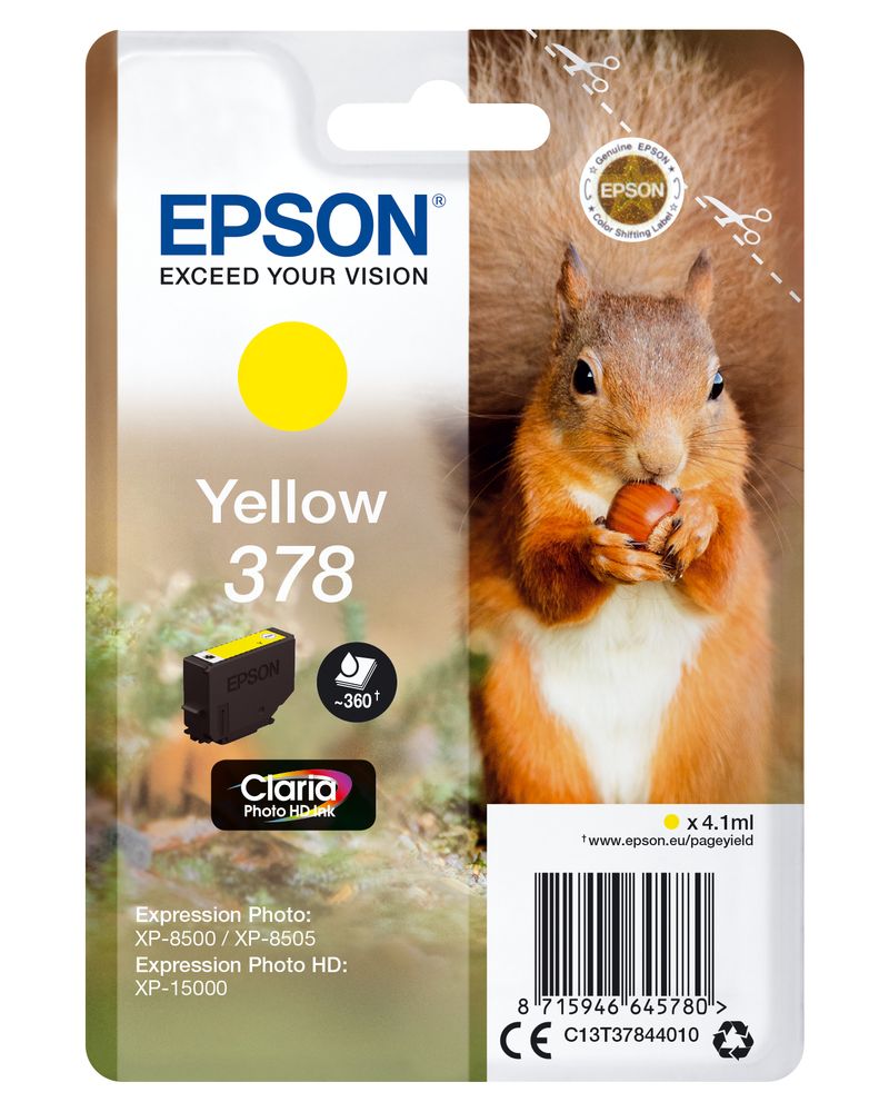 Epson-Squirrel-Singlepack-Yellow-378-Claria-Photo-HD-Ink