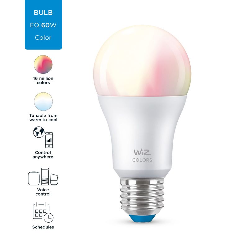 WiZ-Lampadina-Smart-Dimmerabile-Luce-Bianca-o-Colorata-Attacco-E27-60W-Goccia
