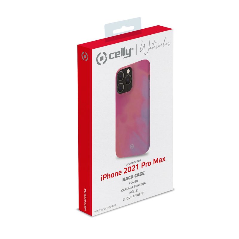 Celly-WATERCOLOR-iPhone-13-Pro-Max-custodia-per-cellulare-17-cm--6.7---Cover-Rosa