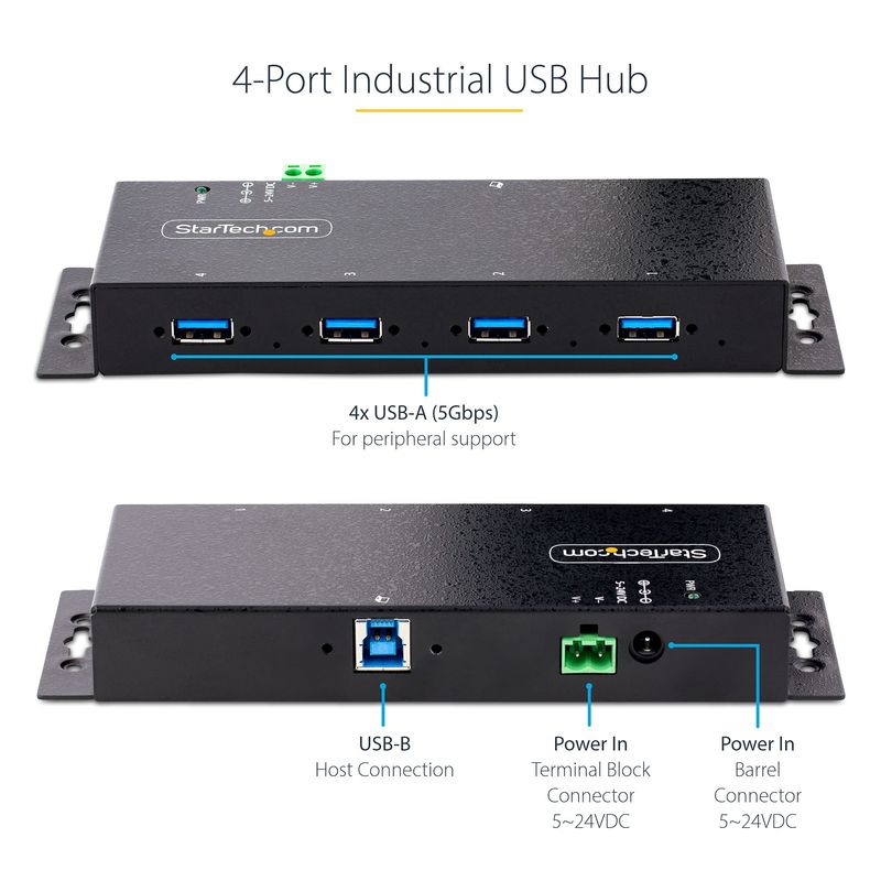 -StarTech.com-Hub-USB-3.0-Industriale-a-4-Porte---Multipresa-USB-A-5Gbps-Alimentata-con-ESD-Protezione-da-Sovratensione-e-Porte-Bloccabili