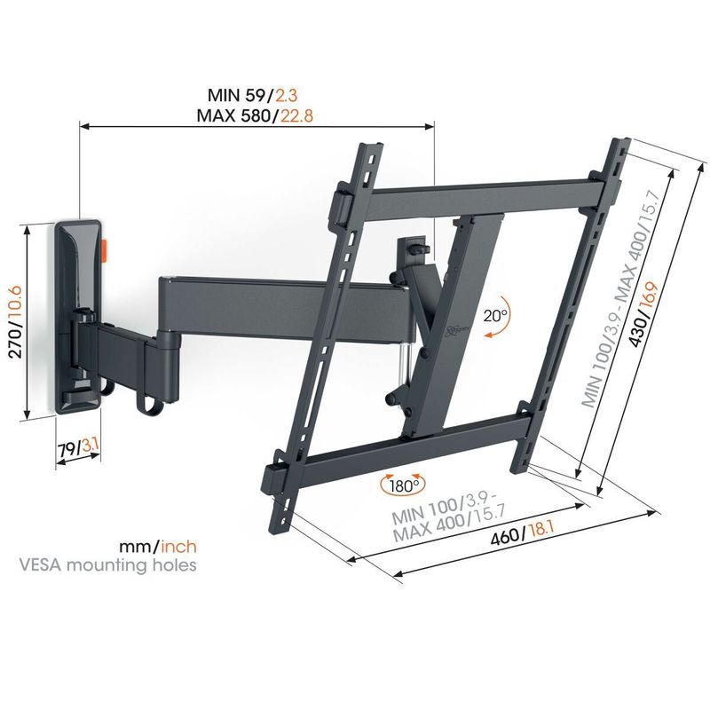 Vogel-s-TVM-3443-Staffa-TV-Girevole--nero-