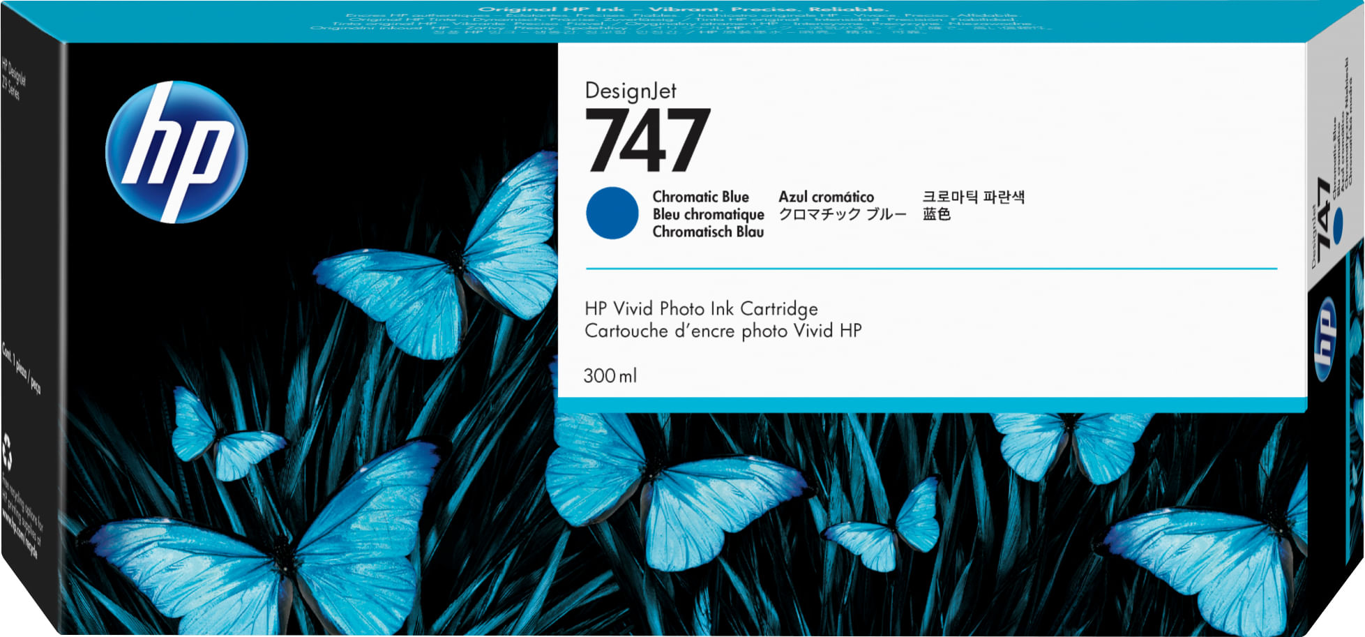 HP Cartuccia di inchiostro blu cromatico 747 DesignJet da 300 ml