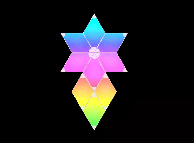 Luci Ambientali Rgb Con 9 Rombi Cm 12X12 Montabili A Muro Pilotabili Con Google Assistant Alexa Siri Wireless/Bluetooth Con Telecomando
