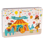 APLI Kids Circus Puzzle - 24 pezzi da 8x8 cm - scatola rettangolare in metallo - design esclusivo di Lily Lane - Gestion