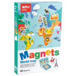 Apli Magnetic World Map Game - 1 Scenario Magnetizzato 36 x 38 cm - 40 Carte con Disegni di Monumenti e Animali