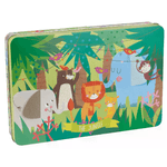 Appli Kids Jungle Puzzle - 24 pezzi da 8x8mm - scatola rettangolare in metallo - Design esclusivo di Martina Hogan - Fac