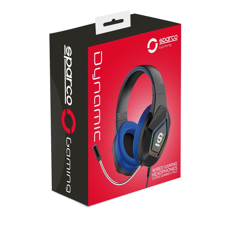 Sparco-SPHEADPHONE-cuffia-e-auricolare-Cablato-A-Padiglione-Giocare-USB-tipo-A-Nero-Blu