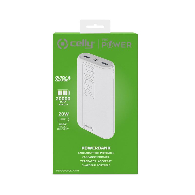 Celly-PBPD20000EVOWH-batteria-portatile-20000-mAh-Bianco