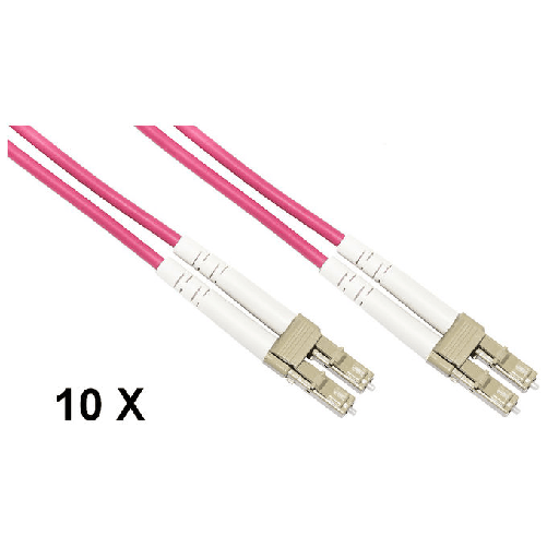 Link Confezione 10 Cavi Fibra Ottica Lc a Lc Multimode Duplex Om4 Guaina 2 Mm 50-125 5mt