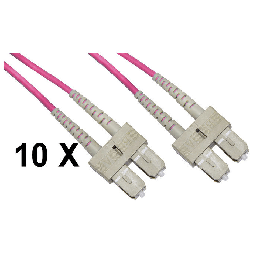 Link Confezione 10 Cavi Fibra Ottica SC a SC Multimode Duplex Om4 Guaina 2mm 50-125 5mt