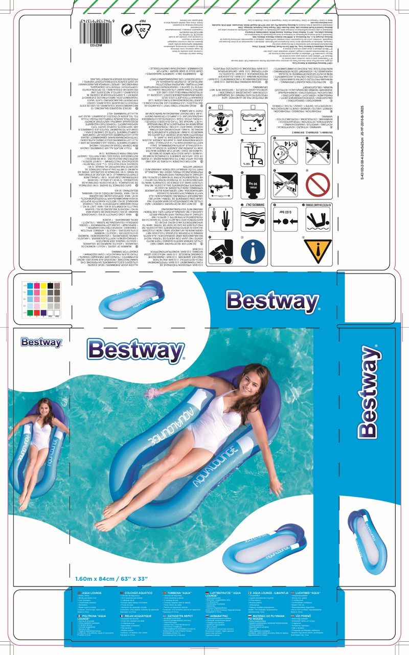 Bestway-43103-galleggiante-da-piscina-e-da-spiaggia-Blu-Rosso-Fantasia-Vinile-Materassino-galleggiante