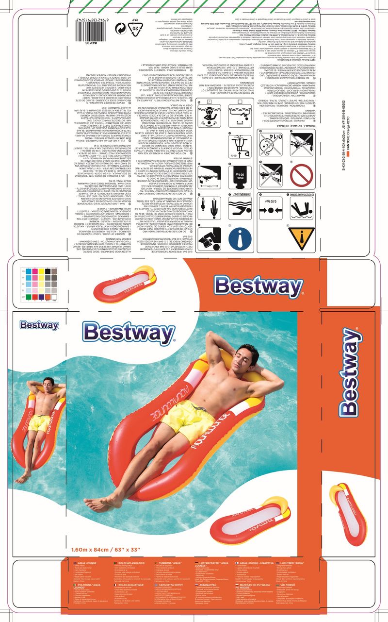 Bestway-43103-galleggiante-da-piscina-e-da-spiaggia-Blu-Rosso-Fantasia-Vinile-Materassino-galleggiante