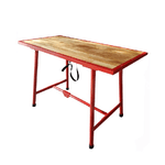 Banco da lavoro per officina - tavolo pieghevole in legno e acciaio per il fai da te - 120 cm (L) x 62,5 (P) cm x 83 cm (H)