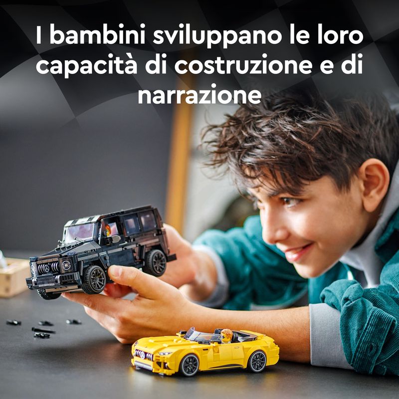 LEGO-Speed-Champions-Mercedes-AMG-G-63-e-Mercedes-AMG-SL-63-Macchine-Giocattolo-da-Costruire-2-Modellini-di-Auto-per-Bambini-e-Bambine-da-10-Anni-con-Minifigure-di-Piloti-Regalo-di-Compleanno-76924