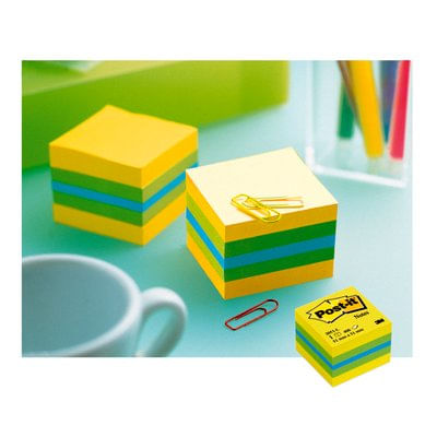 3M-Post-it-2051L-pouch-autoadesiva-Quadrato-Blu-Verde-Turchese-Giallo-400-fogli-Autoadesivo