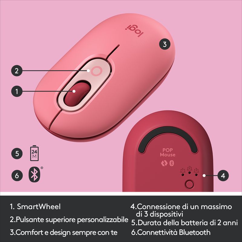 Logitech-POP-Mouse-Wireless-con-Emoji-personalizzabili-Tecnologia-SilentTouch-Precisione-e-Velocita--Design-Compatto-Bluetooth-USB