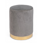 Konte.Design Pouf Lucilla effetto velluto grigio con fascia dorata