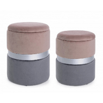 Konte.Design Set di 2 pouf contenitore Polina effetto velluto rosa-grigio