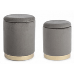 Konte.Design Set di 2 pouf contenitore Polina effetto velluto grigio