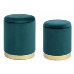 Konte.Design Set di 2 pouf contenitore Polina effetto velluto verde