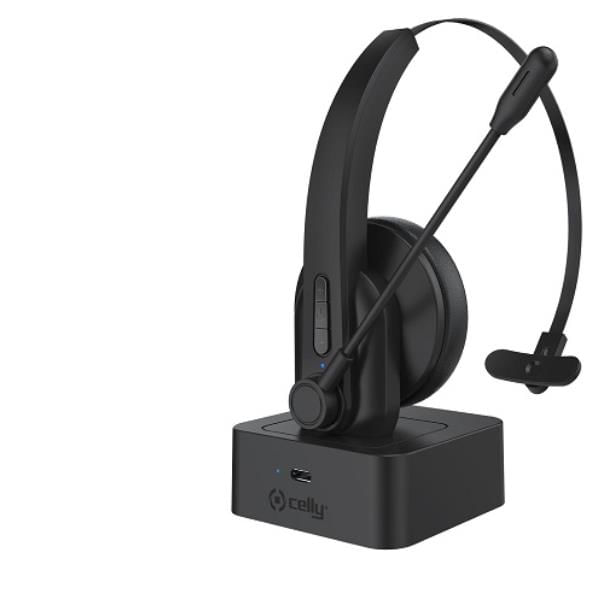 Celly-SWHEADSETMONO-Auricolare-Wireless-A-Padiglione-Ufficio-Bluetooth-Base-di-ricarica-Nero