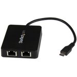 StarTech.com Adattatore da USB-C a doppio Gigabit Ethernet con porta USB 3.0 - Adattatore di rete USB tipo