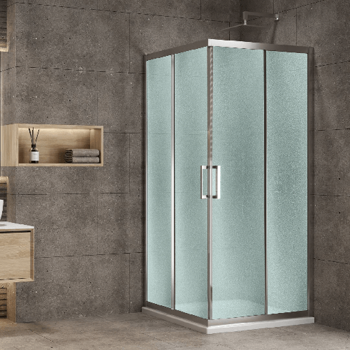 Box doccia angolo apertura ante scorrevoli dafne vetro temperato spessore 6 mm *** misure 67-69x117-119xh195 cm stamp...