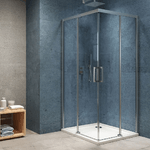 Lato box doccia angolo ante scorrevoli camelia s200 6 millimetri chrome 75 cm