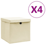 Contenitori con Coperchio 4 pz 28x28x28 cm Crema