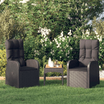 vidaXL Sedie da Giardino Reclinabili 2 pz con Cuscini Polyrattan Nero