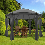 Gazebo Rotondo con Tende 3,5 x 2,7 m Antracite