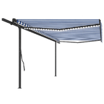 vidaXL Tenda da Sole Retrattile Manuale con LED 5x3,5 m Blu e Bianca