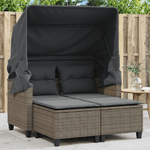 vidaXL Divano Giardino 2Posti Baldacchino e Sgabelli Grigio Polyrattan