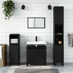 vidaXL Set di Mobili da Bagno 3 pz Nero in Legno ingegnerizzato