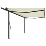 vidaXL Tenda da Sole Retrattile Manuale con Pali 5x3,5 m Crema