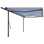 vidaXL Tenda da Sole Retrattile Manuale con Pali 5x3,5m Blu e Bianca