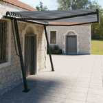 Tenda da Sole Retrattile Manuale con Pali 4x3 m Blu e Bianca