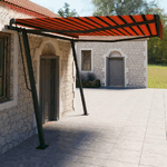 Tenda da Sole Retrattile Manuale con Pali 4x3m Arancio Marrone